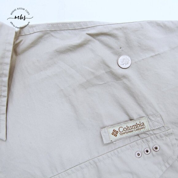 Columbia PFG Vented Embroidered Short Sleeve Fishing Shirt Tan Men XXL - Picture 8 of 12